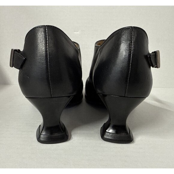 John Fluevog Women's Heeled Shoes Sz 8 Black Leather Mary Jane Mid Heel Designer - Picture 4 of 10